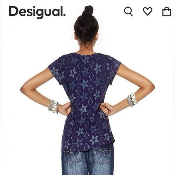 DESIGUAL Geometric Short Sleeve Top in Multicolor - Picture 6 of 6